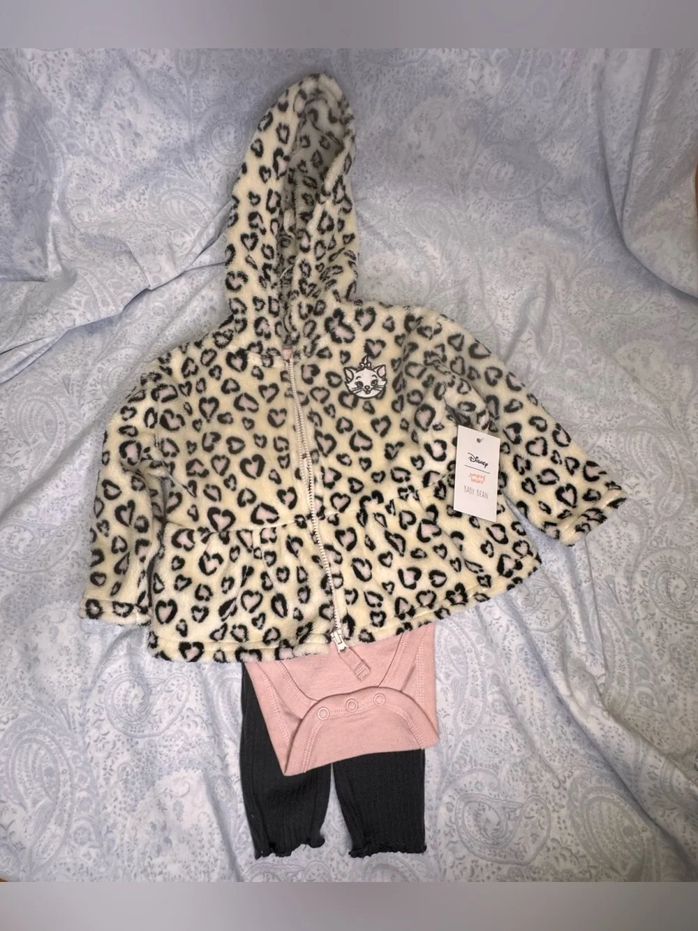 Disney The Aristocats Marie Bodysuit, dark gray  leggings & embroidered Jacket